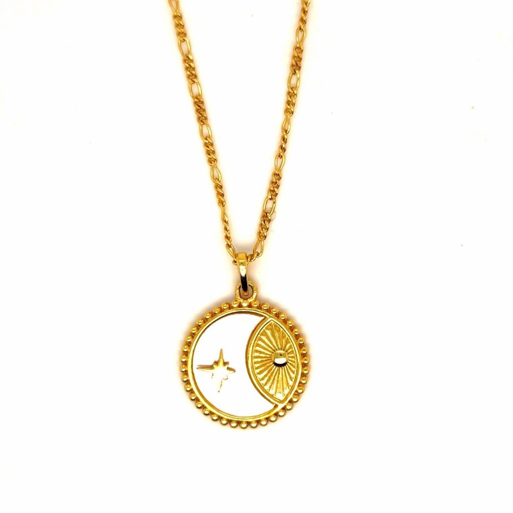 Caitlyn Minimalist Circle MOP‎ Necklace